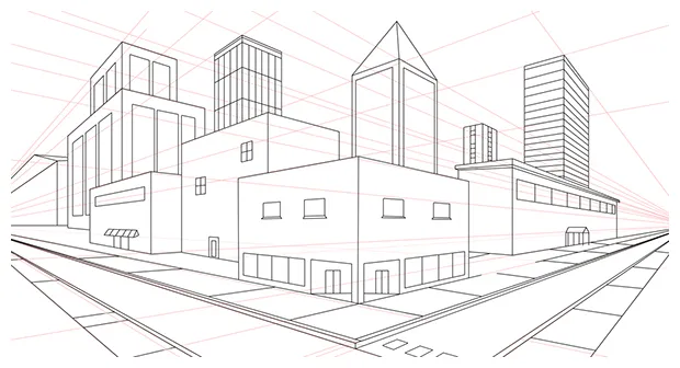 Two point perspective drawing in shop on behance