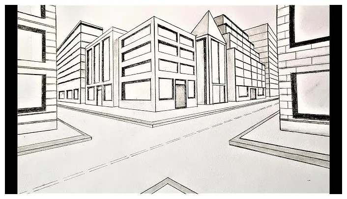 1 point perspective drawing street