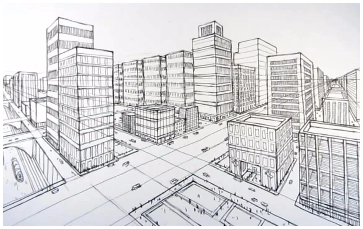 用两点透视画出城市场景_哔哩哔哩 ゜-゜ つロ 干杯~-bilibili