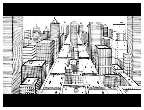 How to draw a city using 1 point perspective मात्र एक बिंदु से शहर कैसे