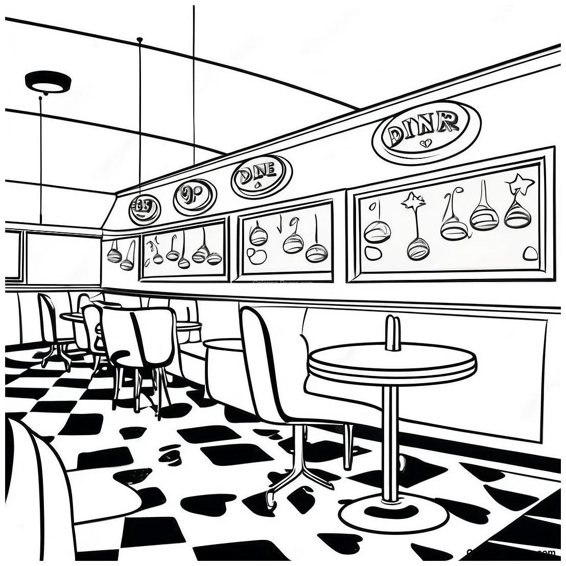 1950s vintage diner coloring page coloring-pages