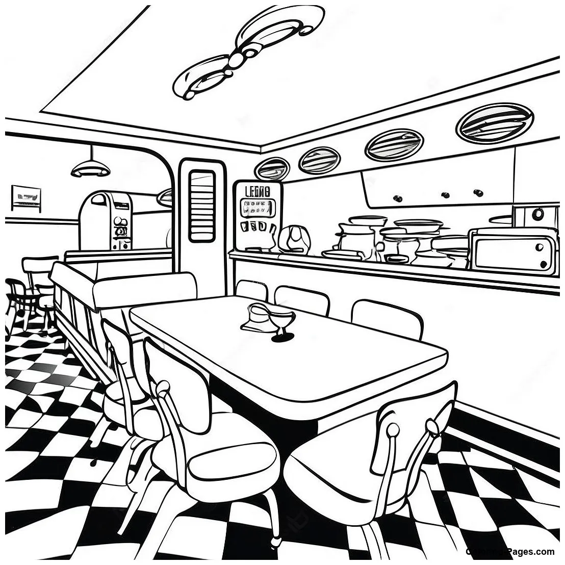 1950s vintage diner coloring page coloring-pages