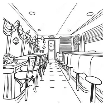 1950s Vintage Diner Coloring Page | Coloring-Pages.com