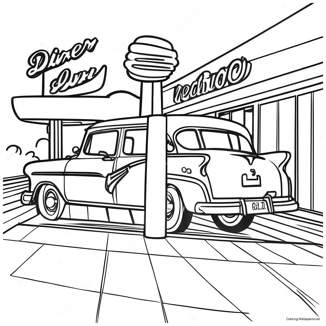 1950's vintage diner coloring page 42664-33742