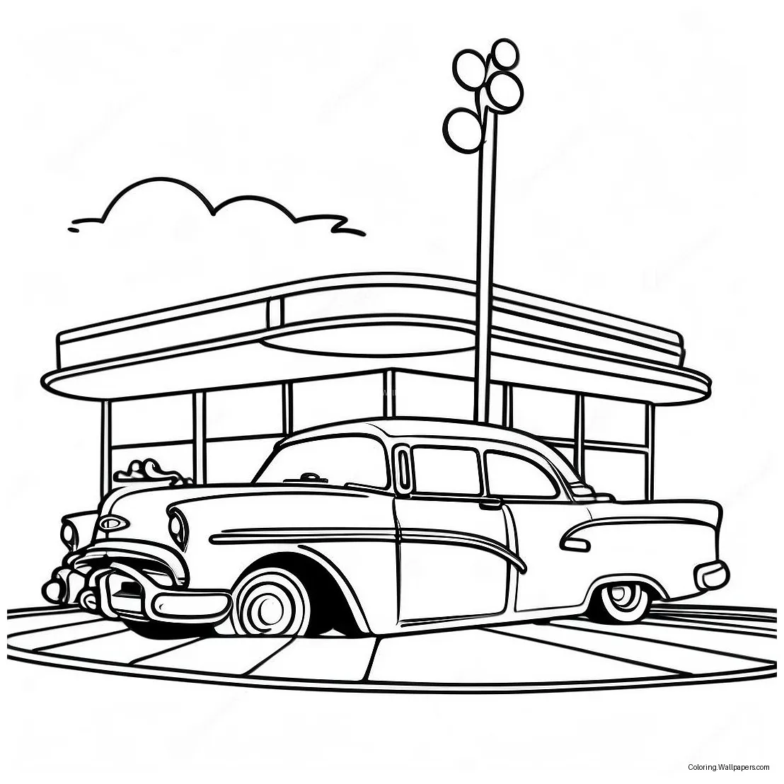 50s Retro Diner Coloring Page (36223-28663)