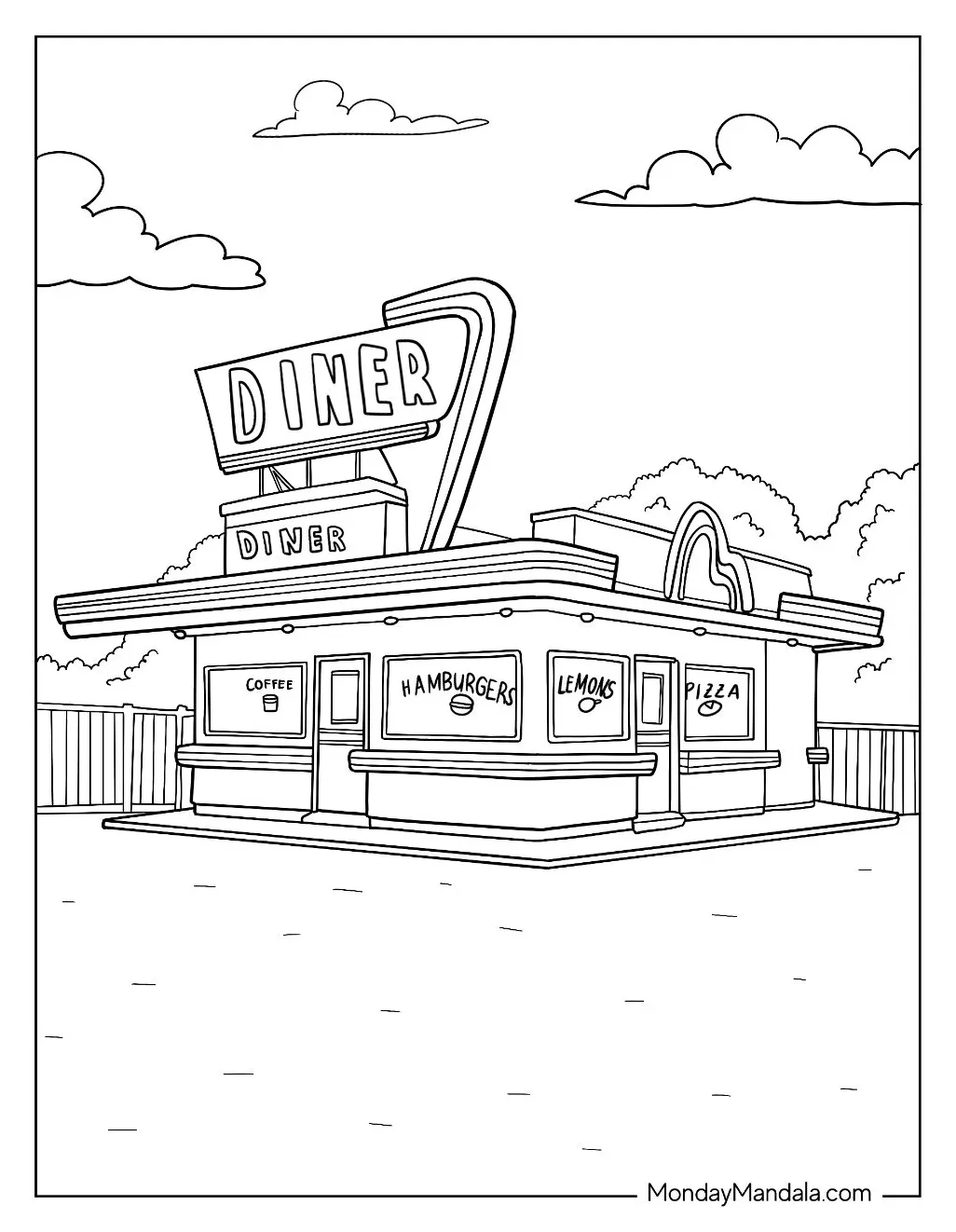 50's diner coloring pages [2025]
