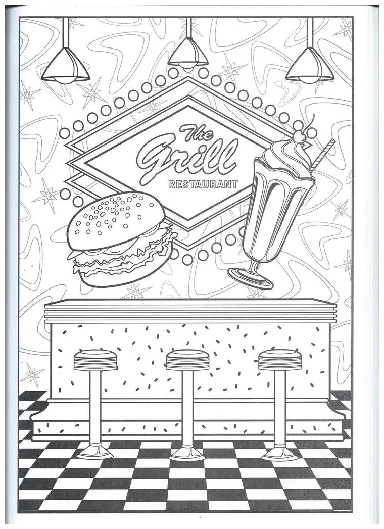 50's Diner Coloring Pages [2025]
