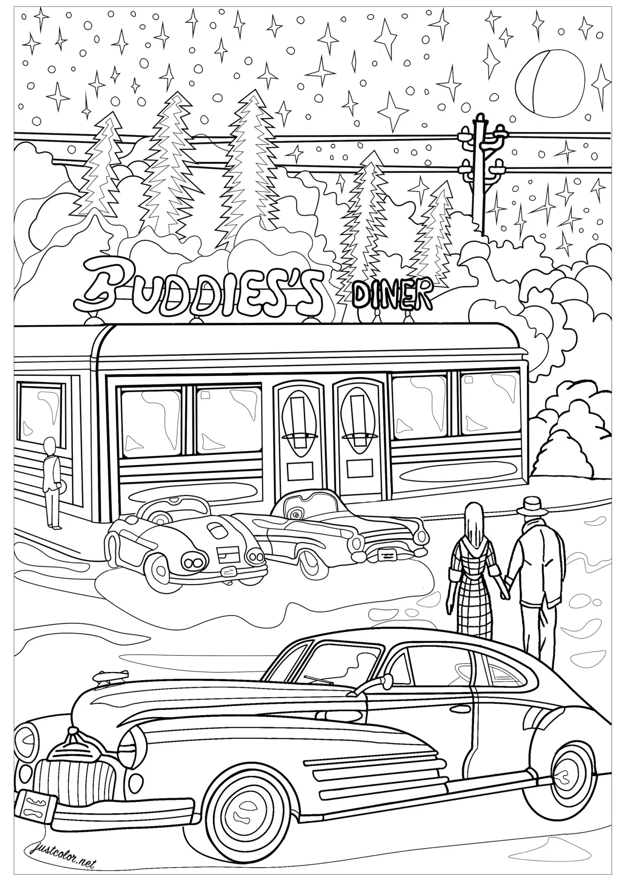 50's Diner Coloring Pages [2025]