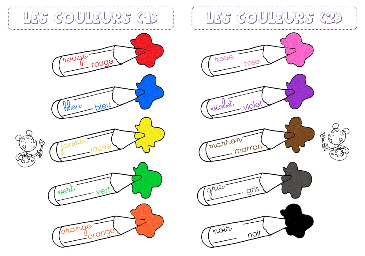 5º educación primaria les couleurs