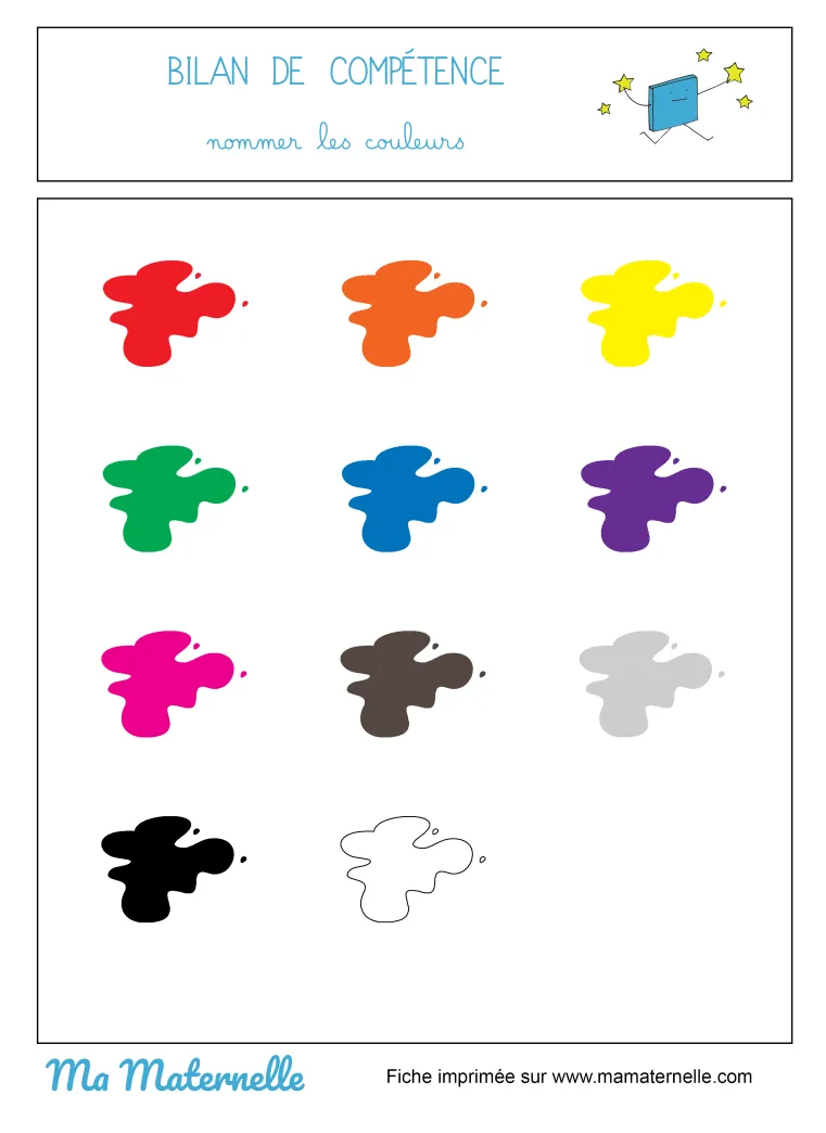 Bilan de compétence nommer les couleurs ma maternelle