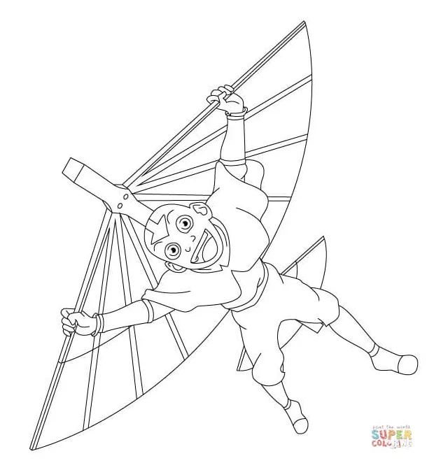 Aang is soaring through the air coloring page free printable coloring