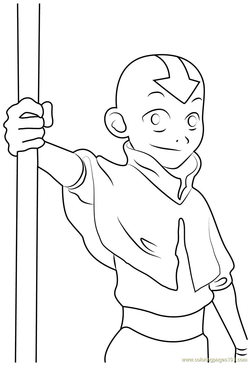 Cute aang coloring page for kids free avatar the last airbender