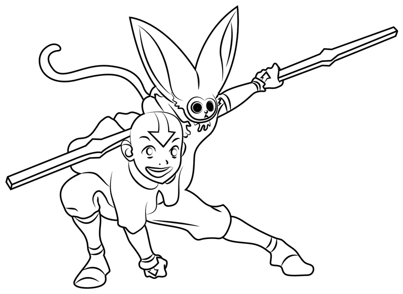 Happy aang coloring page free printable coloring pages for kids