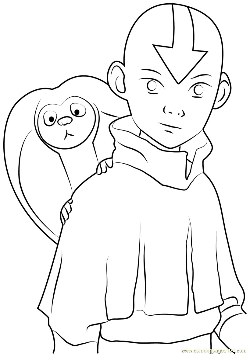 Aang see coloring page for kids free avatar the last airbender