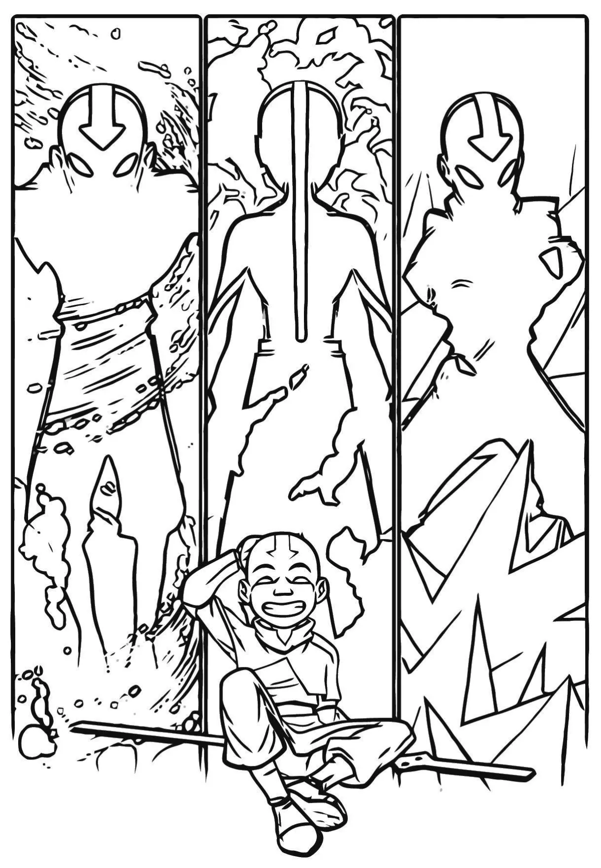 Aang poster original avatar wecoloringpage