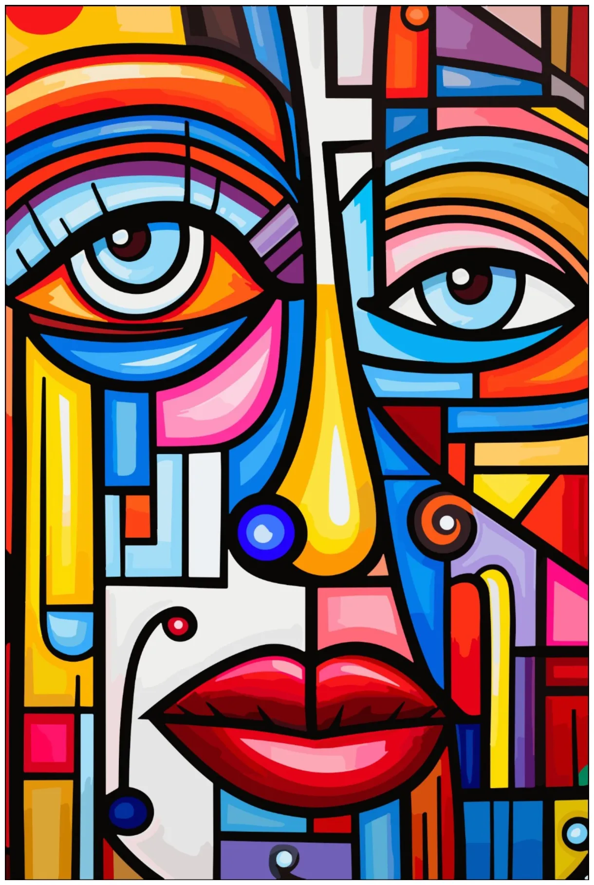Abstract face, coloring page pittura geometrica, artisti