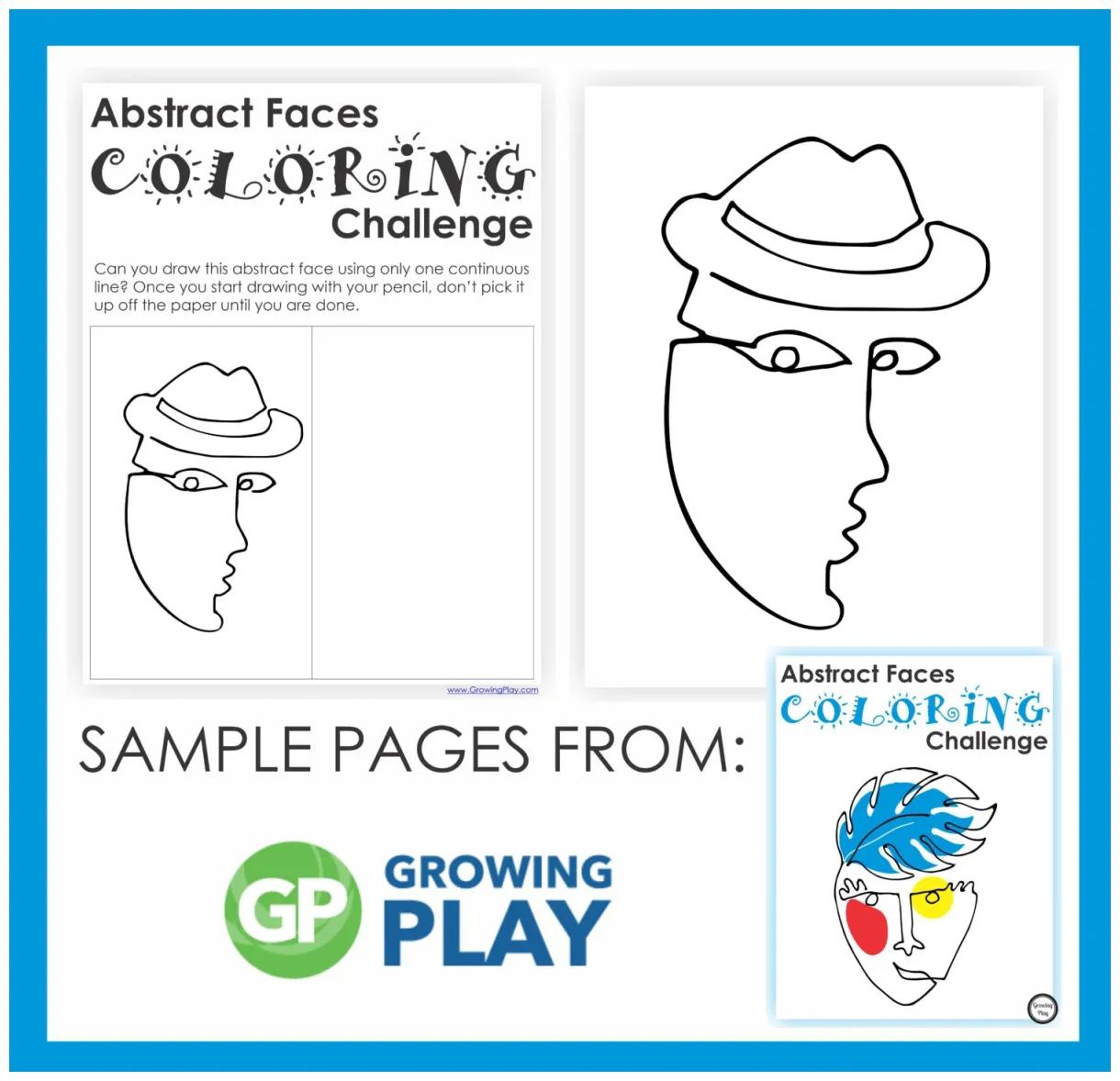 Abstract faces coloring challenge growing play