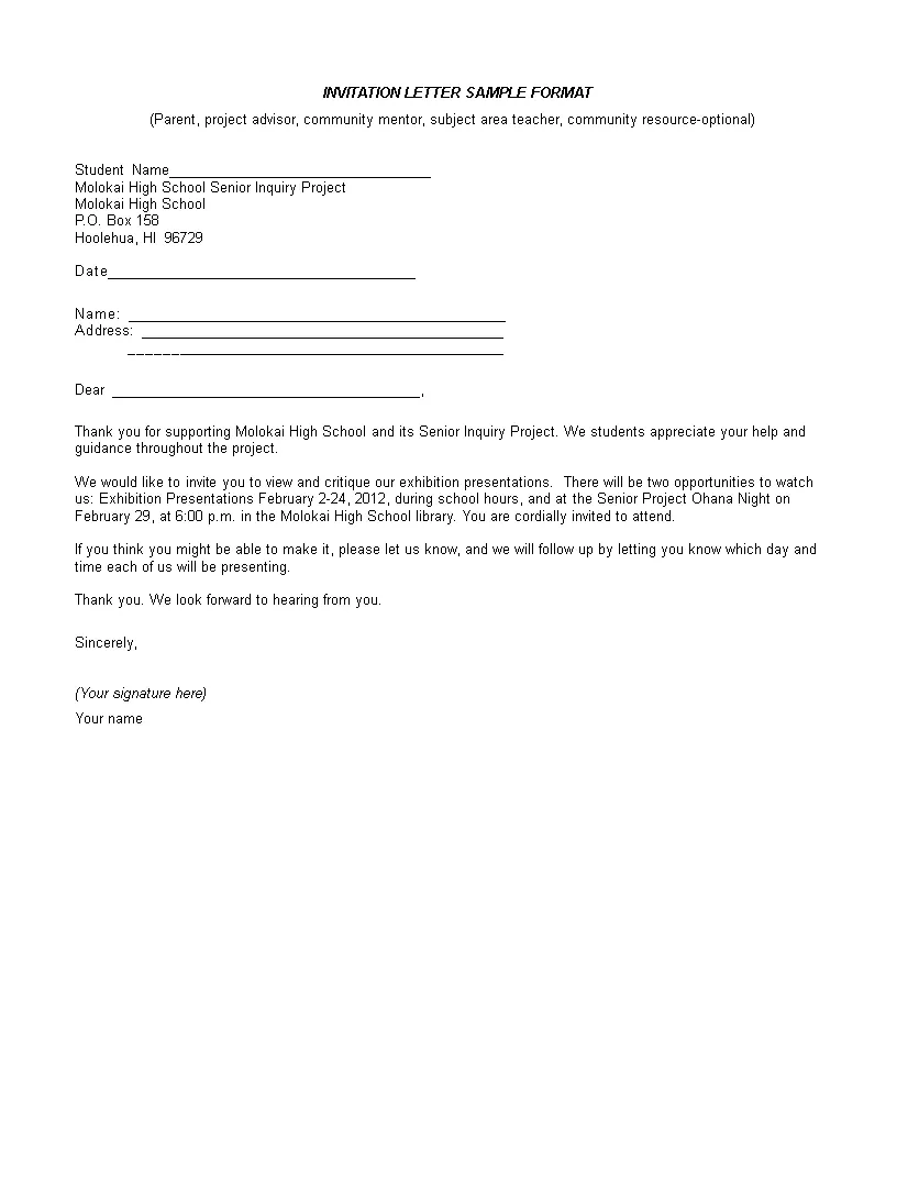 Invitation acceptance letter sample pdf template