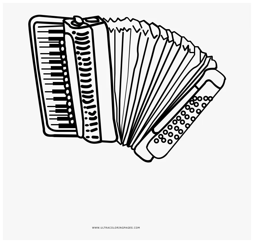 Accordion Coloring Page - Button Accordion, HD Png Download - kindpng