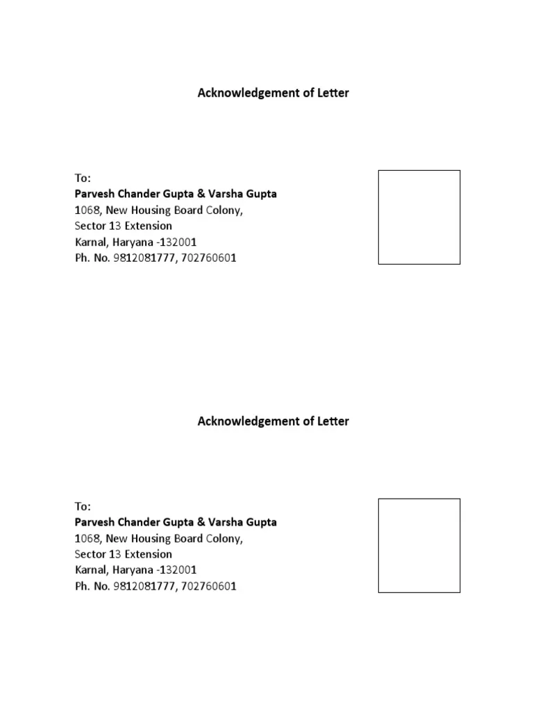Acknowledgement of letter pdf
