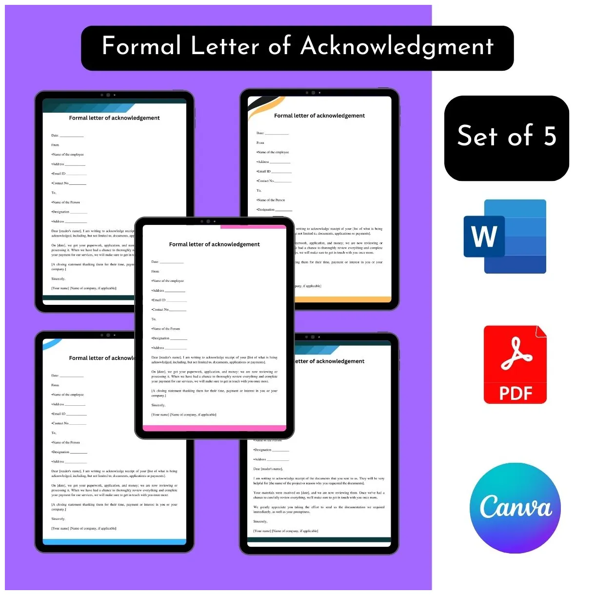 Formal letter of acknowledgment sample with examples [word]