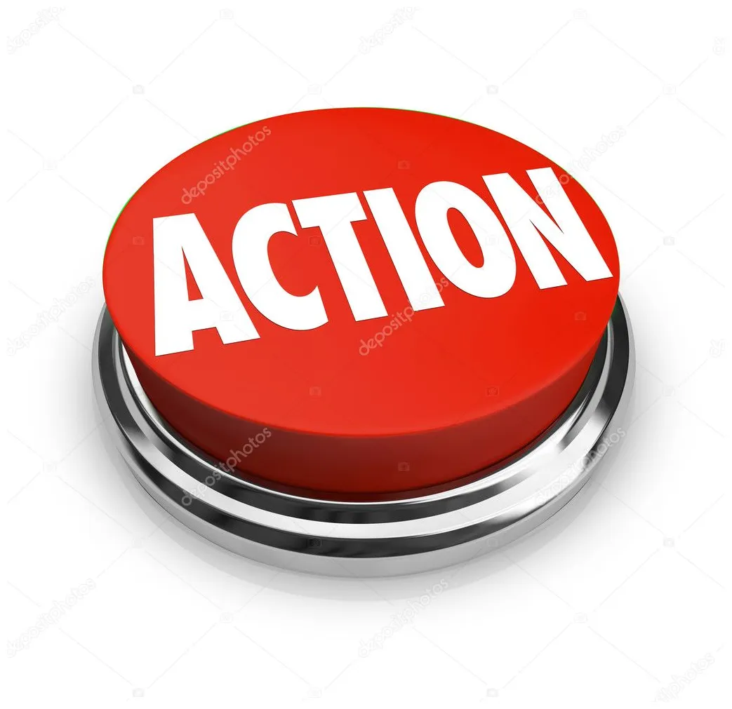 Action word on red round button be proactive by ©iqoncept