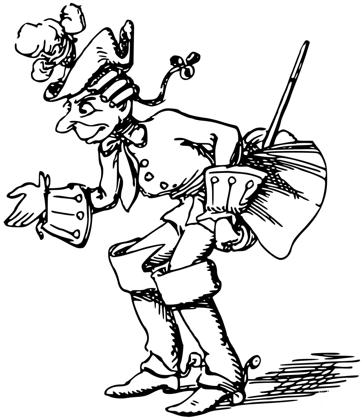 Vintage Comic Character - Bowing Swordsman coloring page - ColouringPages