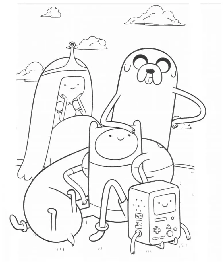 Adventure time for children coloring page download, print or color