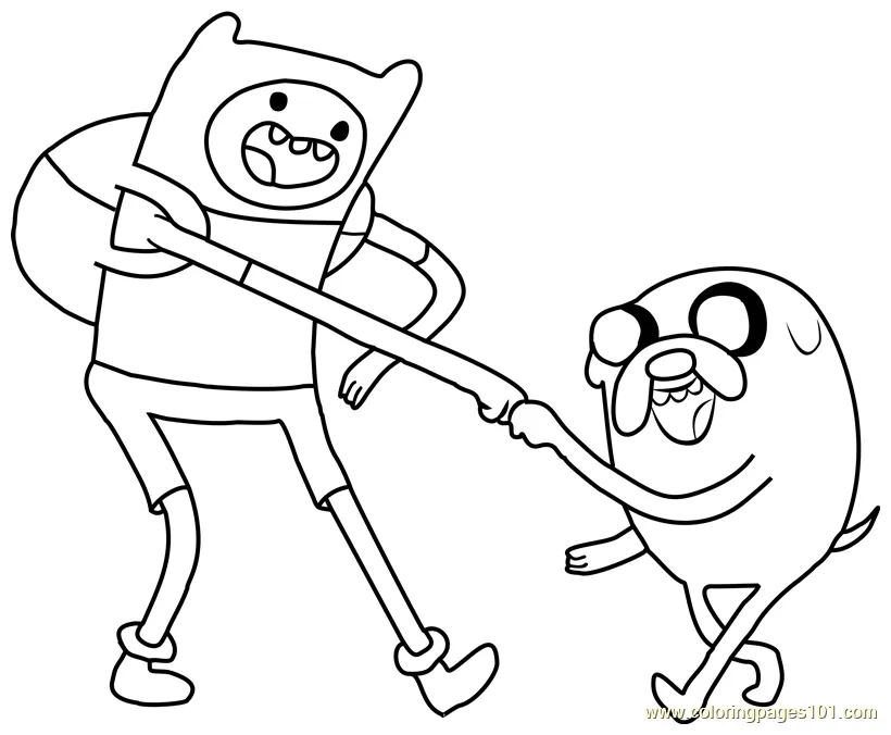 Finn and Jake Coloring Page for Kids - Free Adventure Time Printable