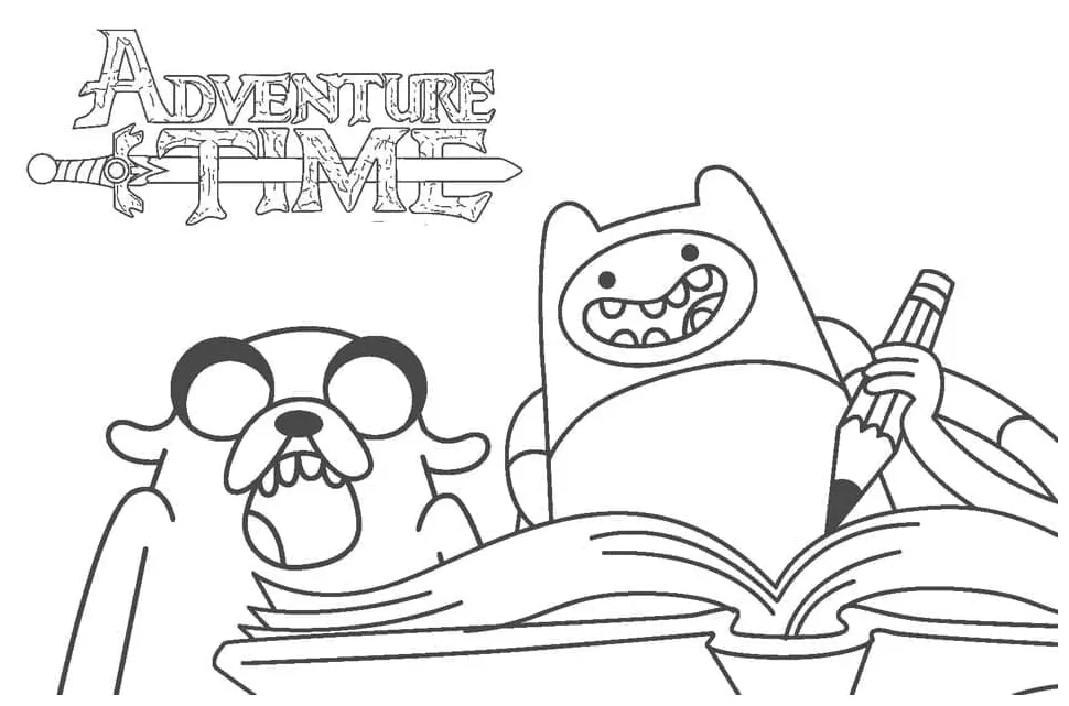 Adventure time jake and finn coloring page download, print or color