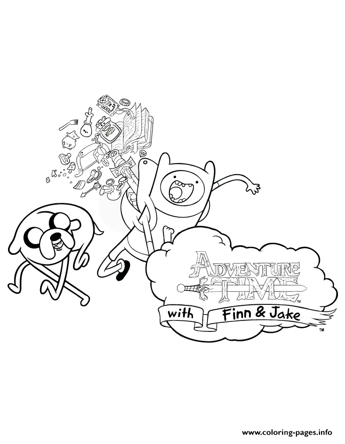 Finn and jake adventure time coloring page printable