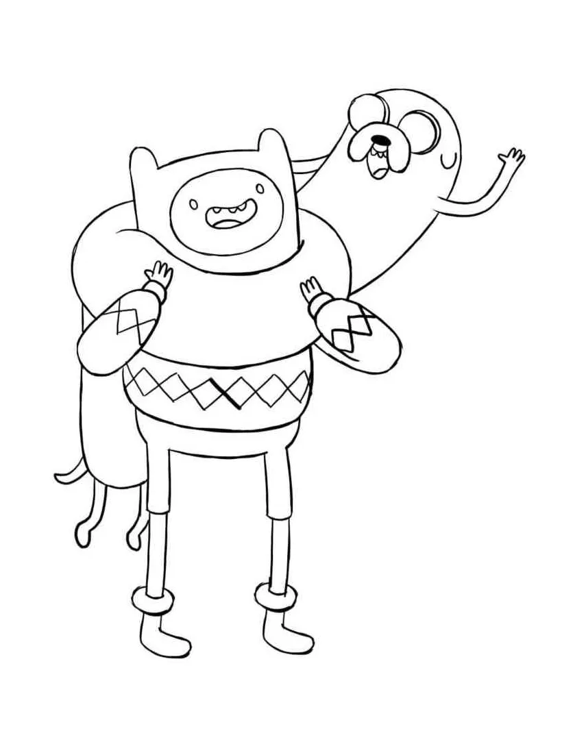 Finn and jake adventure time coloring page