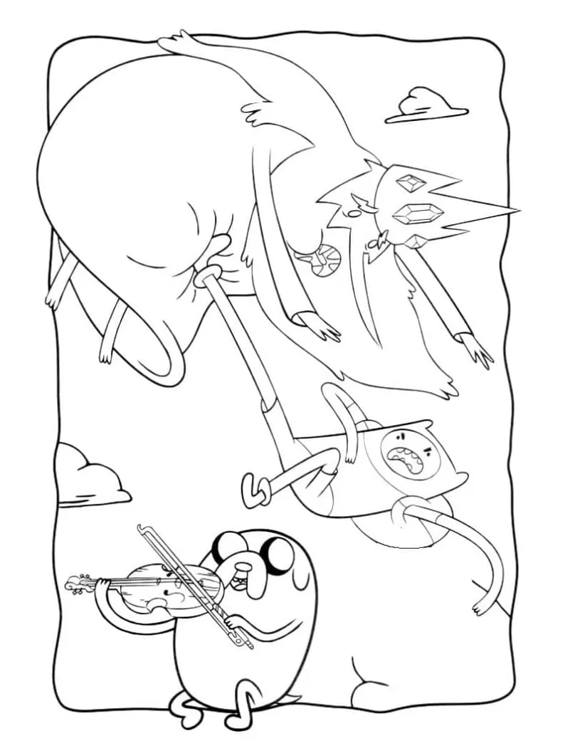 Adventure time finn, jake and ice king coloring page download, print