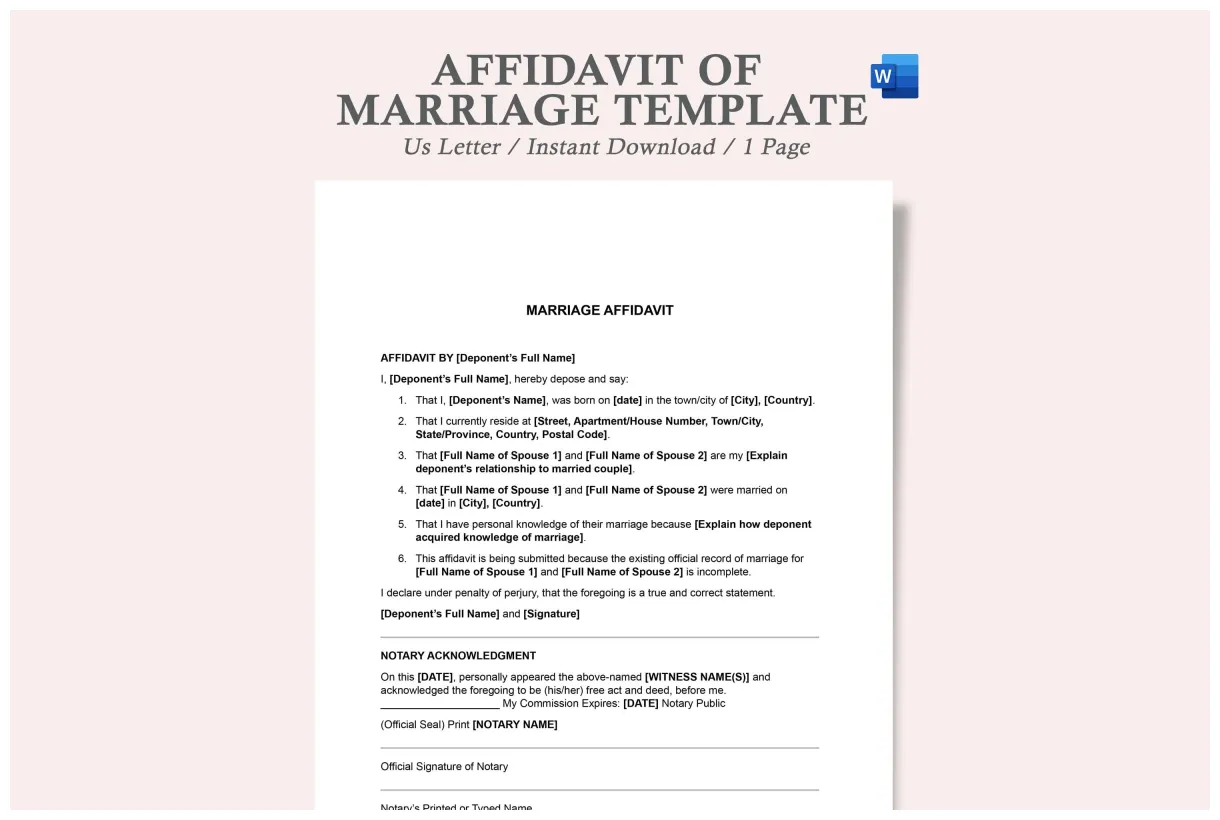 Affidavit of marriage template,marriage affidavit letter,affidavit for