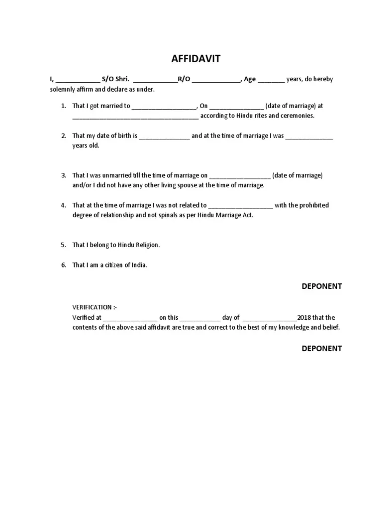 Affidavit marriage pdf