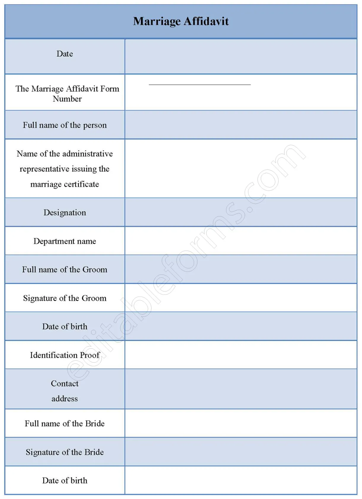 Marriage affidavit fillable pdf form editable pdf forms printable coloring page