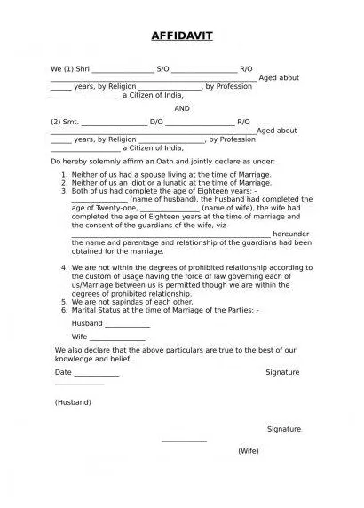 12+ affidavit of marriage examples to download
