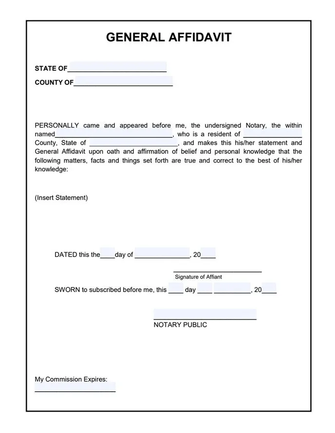 Sample affidavit form affidavitform