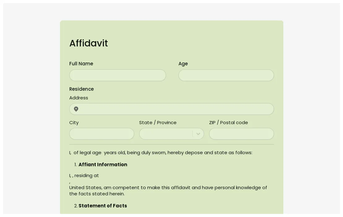 Affidavit form free