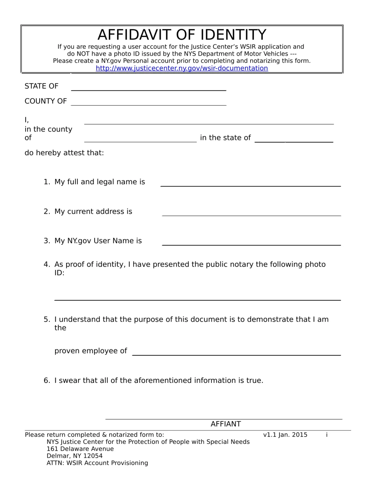 Affidavit sample form