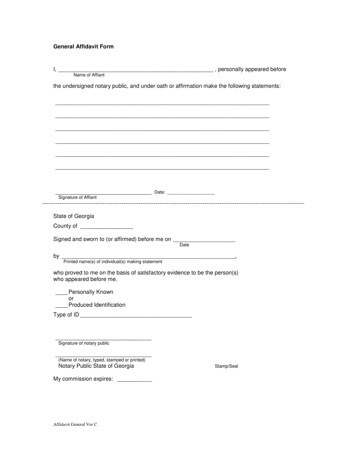 Free printable affidavit templates [word, pdf] sample