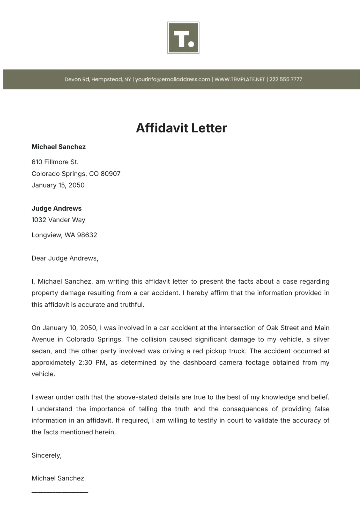 Affidavit form free