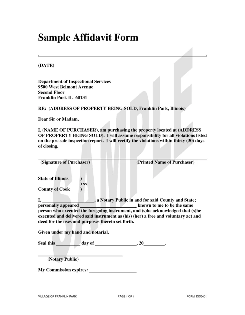 Affidavit form download affidavitform