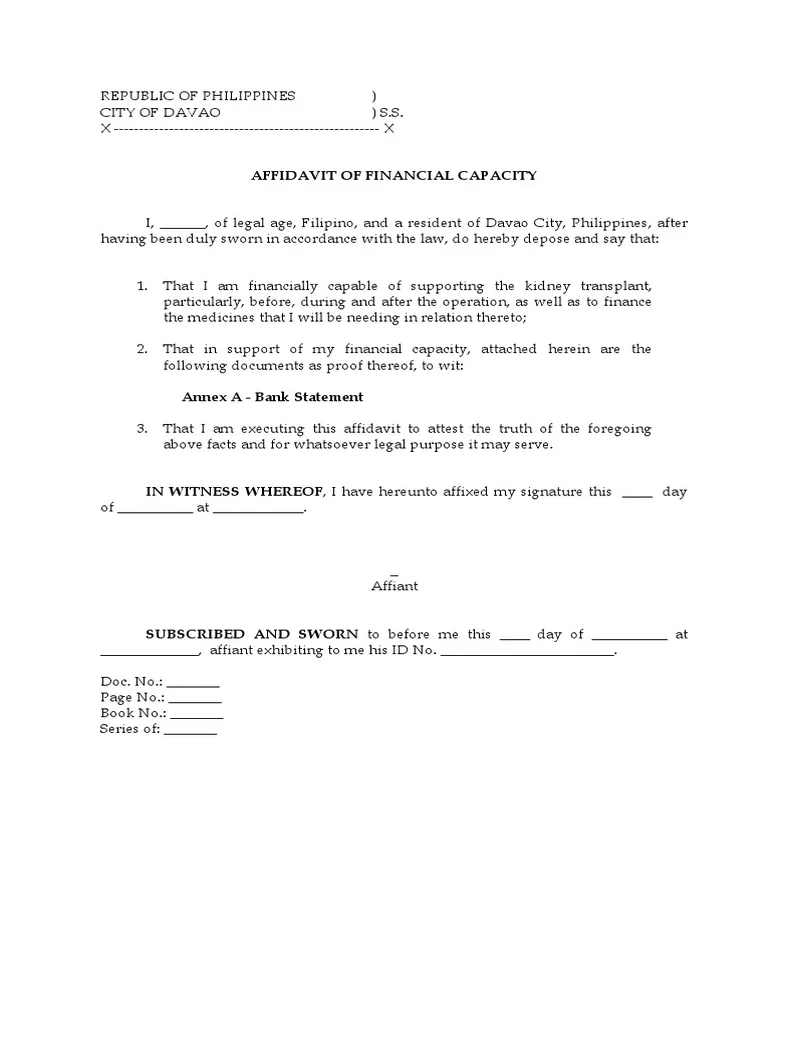 Affidavit of financial capacity pdf