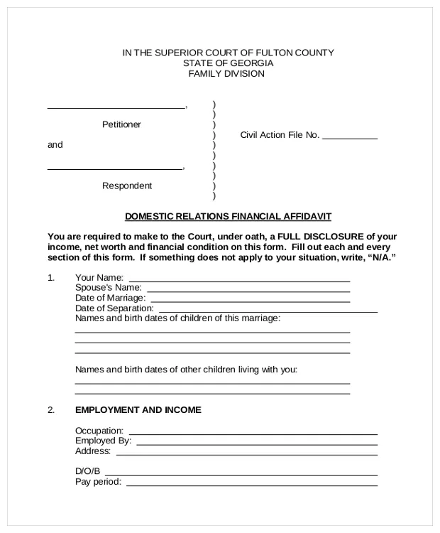 Free financial affidavit form 2024 printableaffidavitform