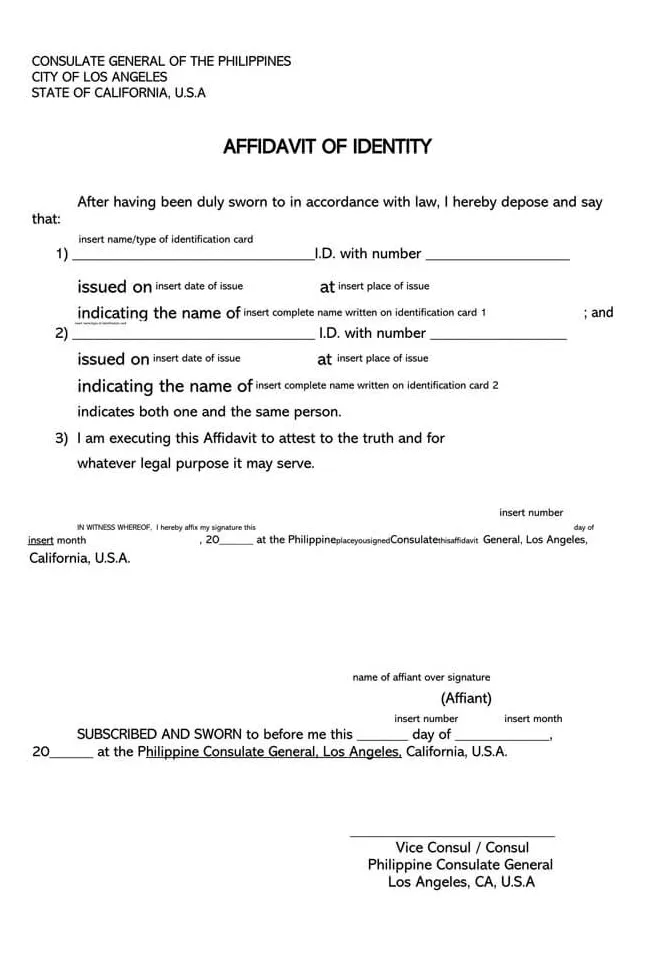 Affidavit of identity