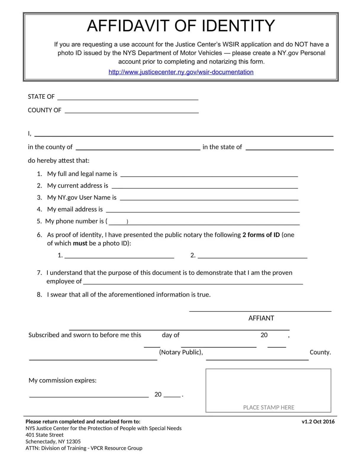 Free Printable Affidavit Of Identity Form Templates [PDF]
