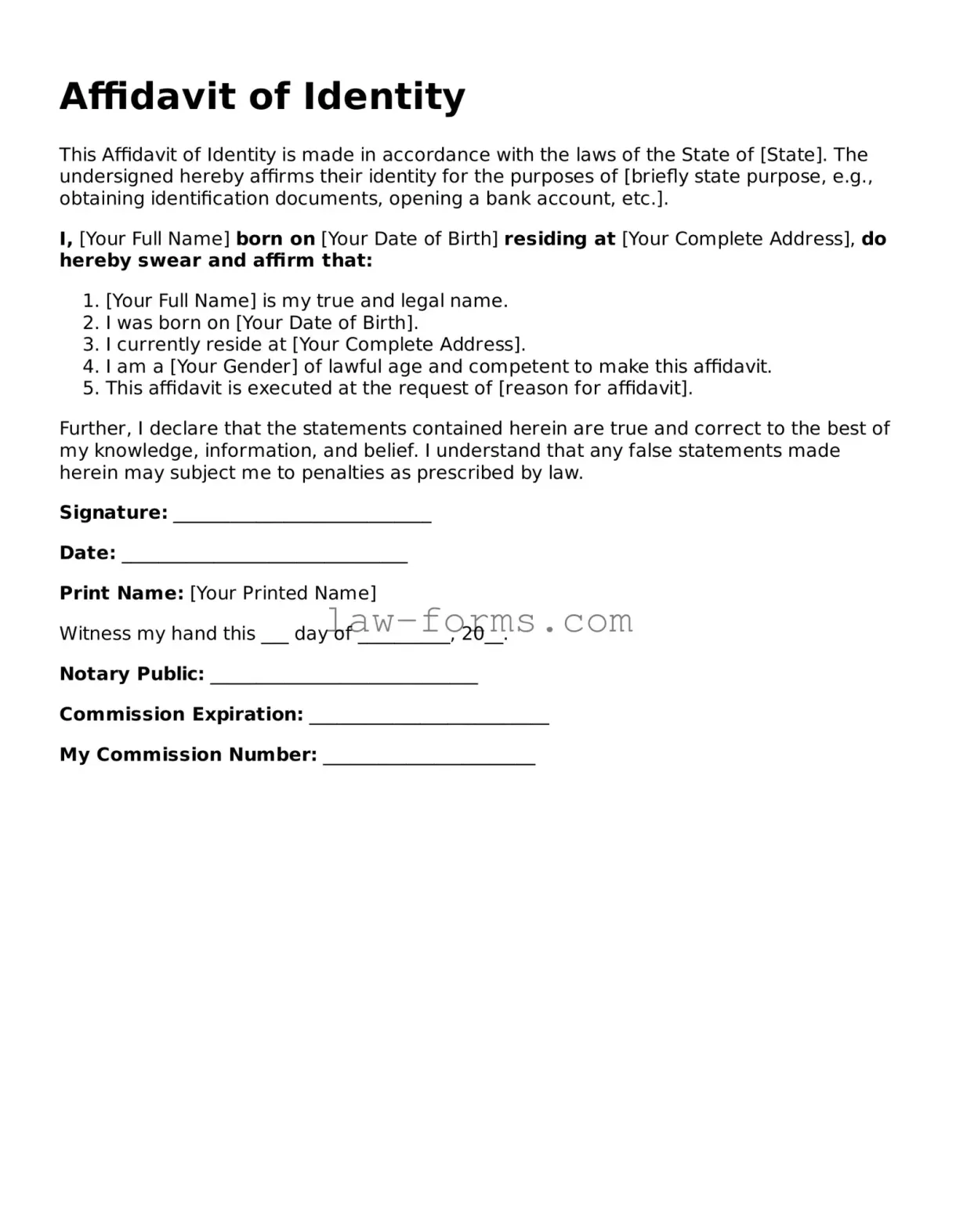 Printable template legal forms