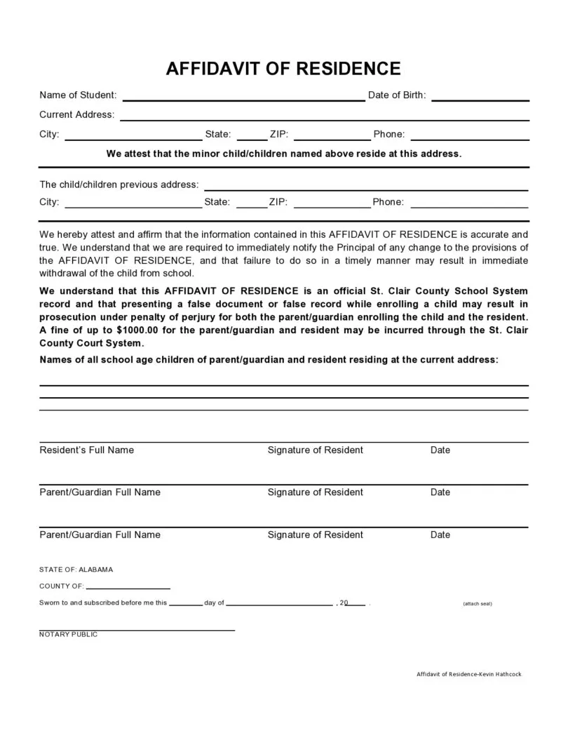 40 free affidavits of residence affidavit of address samples