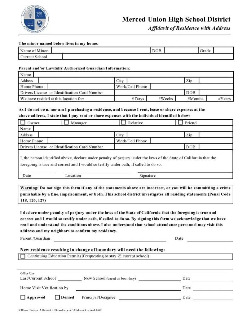 40 free affidavits of residence affidavit of address samples